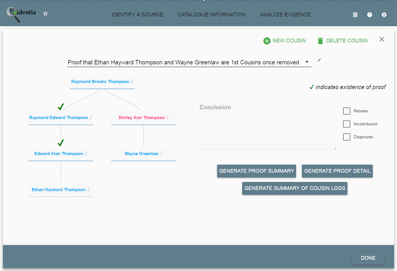 New! Evidentia v3.1 Cousin Research Tracker